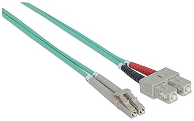 Intellinet 750912 Glasvezel Optische vezel Aansluitkabel 1.00 m Turquoise [1x LC-stekker - 1x SC-stekker] 50/125 µ Multimode OM3