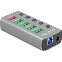 DeLOCK 63263 interface hub USB 3.2 Gen 1 (3.1 Gen 1) Type-B 5000 Mbit/s Grijs - thumbnail