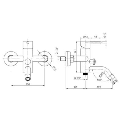 Badkraan Opbouw Sapho Minimal Mengkraan 1-hendel 21.5 cm RVS