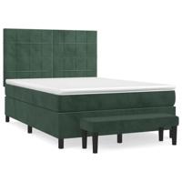 Boxspring met matras fluweel donkergroen 140x190 cm - thumbnail