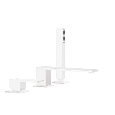 Badrandkraan Tres Cuadro Exclusive met Handdoucheset Rechte Uitloop 18 cm Mat Wit Tres Badrandkraan Tres Cuadro Exclusive met Handdoucheset Rechte Uitloop 18 cm Mat Wit Tres
