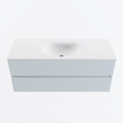 MONDIAZ VICA 120cm badmeubel onderkast Clay 2 lades. Wastafel MOON midden zonder kraangat, kleur Talc.