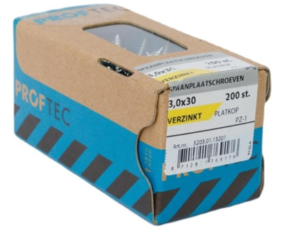 Proftec Spaanplaatschroef Vz Pk PZ1 3.0X30 | 200 stuks - 5203.01.13201