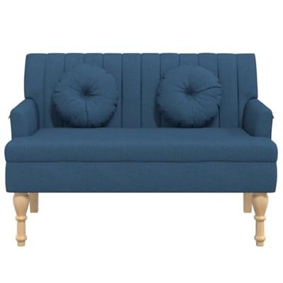 Bankje met kussens 113x64,5x75,5 cm stof blauw Bankje met kussens 113x64,5x75,5 cm stof blauw