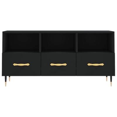 Tv-meubel 102x36x50 cm bewerkt hout zwart Tv-meubel 102x36x50 cm bewerkt hout zwart