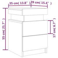 Nachtkastjes met LED-verlichting 2 st 35x39x55 cm betongrijs - thumbnail