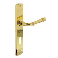 Intersteel Deurkruk Helena op schild 235x45x8 mm messing gelakt - thumbnail