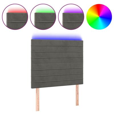 Hoofdbord LED 144x5x118/128 cm fluweel donkergrijs - thumbnail