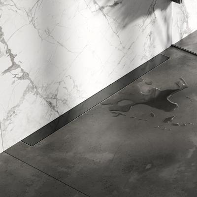 Brauer Douchegoot - 100x7.5cm - muurflens - tegelinlegrooster omkeerbaar - RVS - geborsteld gunmetal DR-MRFW100GM Brauer Douchegoot - 100x7.5cm - muurflens - tegelinlegrooster omkeerbaar - RVS - geborsteld gunmetal DR-MRFW100GM