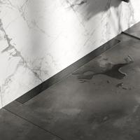 Brauer Douchegoot - 100x7.5cm - muurflens - tegelinlegrooster omkeerbaar - RVS - geborsteld gunmetal DR-MRFW100GM - thumbnail