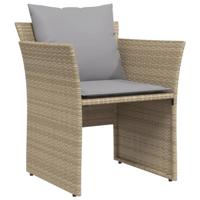 Tuinstoel met voetenbank poly rattan beige - thumbnail