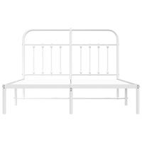 Bedframe met hoofdbord metaal wit 140x200 cm - thumbnail
