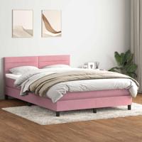 Boxspring met matras fluweel roze 140x220 cm - thumbnail