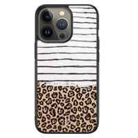 iPhone 13 Pro glazen hardcase - Leopard lines - thumbnail