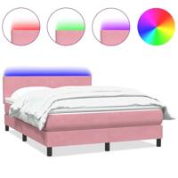 Boxspring met matras en LED fluweel roze 140x220 cm - thumbnail