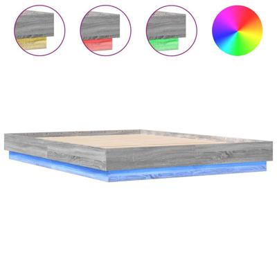 Bedframe met LED-verlichting grijs sonoma eikenkleur 120x200 cm - thumbnail