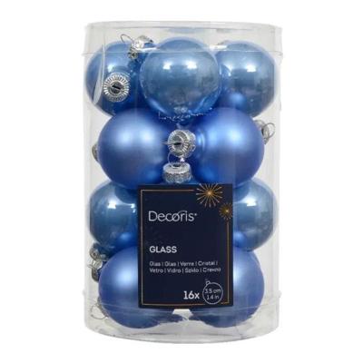 Kerstbal glas d3,5 cm sky blauw 16 st Decoris - Decoris