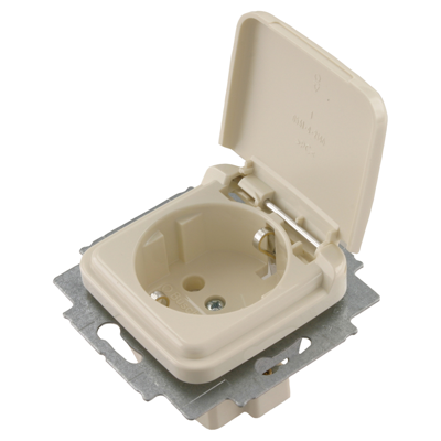 Busch-Jaeger SI Contactdoos | Inbouw | 1-voudig | Randaarde | Crème - 66.000.44