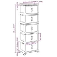 Opbergbox stapelbaar met wielen 5-laags 28 L 48,5x29,5x139 cm - thumbnail