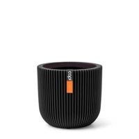 Capi nature groove bol bloempot 9x8 cm zwart - thumbnail