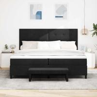 Boxspringbed met matras en bank stof zwart 200x200 cm - thumbnail