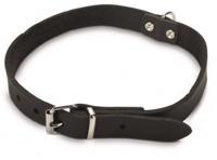 Lederen honden halsband zwart - 62 cm x 25 mm - thumbnail