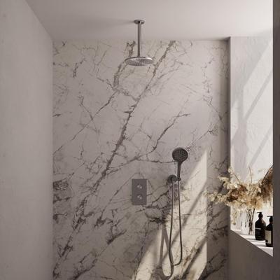 Brauer Brushed Carving Thermostatische Regendoucheset Inbouw - Hoofddouche 20 cm - 3 Weg - Handdouche 3 Standen - Doucheslang - Wandaansluitbocht - Rvs