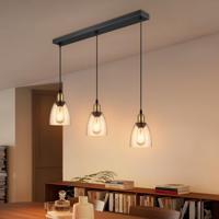 Metalen Hanglamp - Inclusief 3 Glazen Lampenkap - Helder - Ø65 x 128 cm - E27 fitting - voor gebruik in slaapkamers en werkruimtes - Inclusief 1 meter kabel - thumbnail