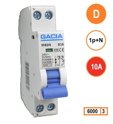 GACIA M80N-D10 installatieautomaat 1p+n D10 6kA (18mm)
