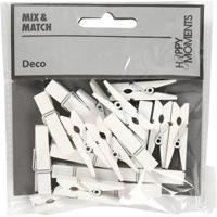 Happy Moments mini wasknijpers 3,5 x 0,7 cm wit 20 stuks - thumbnail