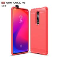 Geborsteld textuur Carbon Fiber TPU Case voor Xiamo Redmi K20/K20 Pro (rood) - thumbnail
