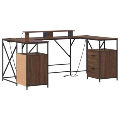 Bureau bruin eikenkleur 182 x 101 x 87.5 cm Bewerkt hout