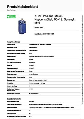 Telemecanique XCKP2121P16 XCKP2121P16 Eindschakelaar Rolplunjer IP66/IP67 1 stuk(s)