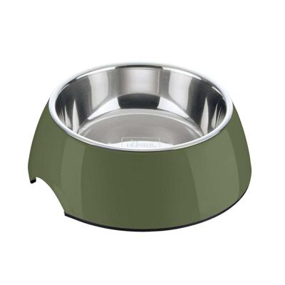 Hunter Melamine kom, kleur: kaki, met roestvrijstalen inzetstuk, antislip, kras- en schokbestendig, gemakkelijk te onderhouden, vaatwasmachinebestendig, grootte: 700 ml