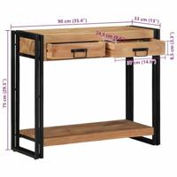 Wandtafel met lade Bruin 90 x 33 x 75 cm Massief Acaciahout - thumbnail