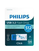 Usb stick 3.2 philips click usb-c 512gb blauw - thumbnail