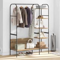 Kledingrek met plank Beige 120 x 44 x 160 cm Bewerkt hout - thumbnail