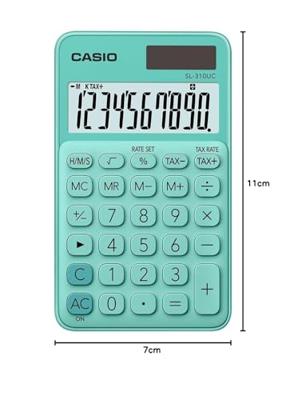 Casio SL-310UC-GN Zakrekenmachine Groen Aantal displayposities: 10 werkt op zonne-energie, werkt op batterijen (b x h x d) 70 x 8 x 118 mm Casio SL-310UC-GN Zakrekenmachine Groen Aantal displayposities: 10 werkt op zonne-energie, werkt op batterijen (b x h x d) 70 x 8 x 118 mm