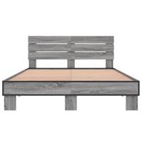 Bedframe bewerkt hout metaal grijs sonoma eiken 150x200 cm - thumbnail