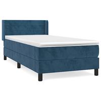Boxspring met matras fluweel donkerblauw 90x190 cm - thumbnail