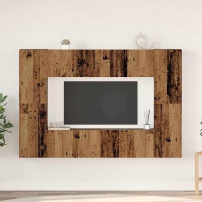Tv-meubelset met plank Wandgemonteerd met opslag met de deur 8 pcs Oud hout 60 x 30 x 30 cm