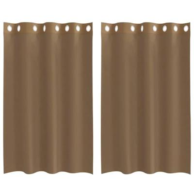Gordijnen voile met doorvoertules 2 st lichtbruin