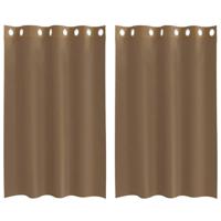 Gordijnen voile met doorvoertules 2 st lichtbruin - thumbnail