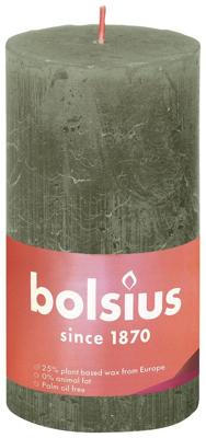 Bolsius rustiek stompkaars 130/68 olijf Bolsius rustiek stompkaars 130/68 olijf