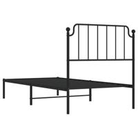 Bedframe met hoofdbord metaal zwart 90x200 cm - thumbnail