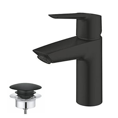 Grohe QuickFix Start S-size wastafelkraan met koude start en push-open waste mat zwart