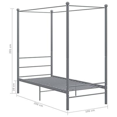 Hemelbedframe metaal grijs 90x200 cm