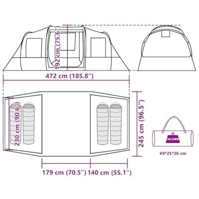 VidaXL Tunneltent 4-persoons waterdicht camouflage