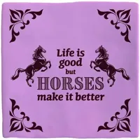 Plenty Gifts tegeltje keramiek horses 10x10cm paars - thumbnail
