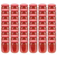 VidaXL Jampotten met rode deksels 48 st 230 ml glas - thumbnail